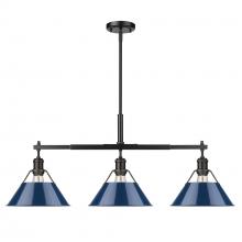  3306-LP BLK-NVY - Orwell BLK 3 Light Linear Pendant in Matte Black with Matte Navy shades